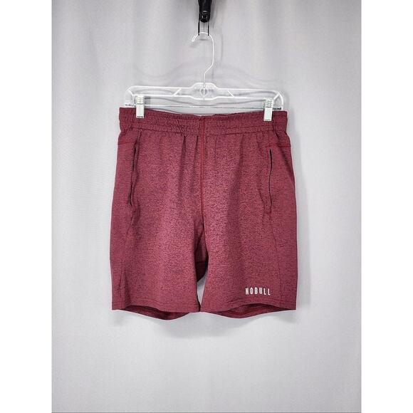 NOBULL Shorts Mens Medium Red Heather Athletic Training Lined Drawstring Pockets - Picture 1 of 13